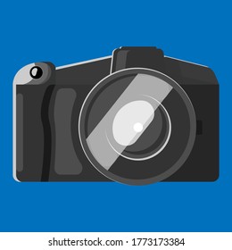 digital camera flat icon vector illustration, front view object, isolated stock vector