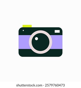 Digital Camera In Flat Vector Illustration Symbolizing Photography, Memories, And Capturing Moments, Isolated On White Background