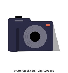 Digital Camera In Flat Vector Illustration Symbolizing Photography, Capturing Moments, And Visual Creativity, Isolated On White Background