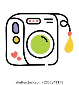 Digital camera hand drawn icon 