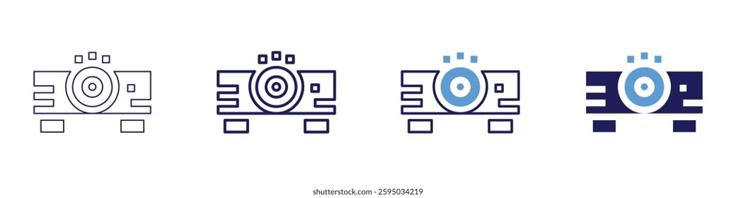 Digital camera icon in 4 different styles. Thin Line, Line, Bold Line, Duotone. Duotone style. Editable stroke.