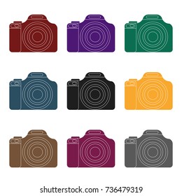 Digital camera icon in black style isolated on white background. Rest and travel symbol stock vector illustration.