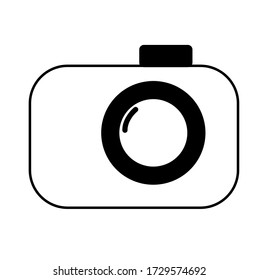 Digital Camera Icon in black and white for business, education or hobbies.