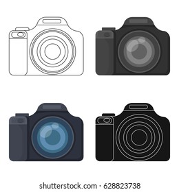 Digital camera icon in cartoon style isolated on white background. Rest and travel symbol stock vector illustration.