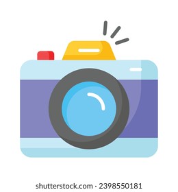 Digital camera icon in flat style, photography equipment, photo camera vector