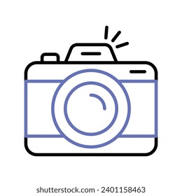 Digital camera icon in flat style, photography equipment, photo camera vector