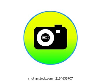Digital Camera Icon Graphic Design Vector illustration in black white and green yellow can be used for Applications, Logos, Cameras, Photographers, Websites, Computers.