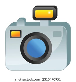 Digital camera icon in isometric design, photography concept 