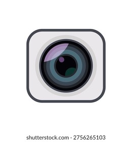 Digital camera icon, lens glass reflection, mobile app