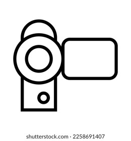 Digital camera icon line isolated on white background. Black flat thin icon on modern outline style. Linear symbol and editable stroke. Simple and pixel perfect stroke vector illustration