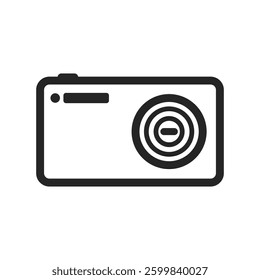 Digital camera icon, line style vector icon, isolated digital camera icon