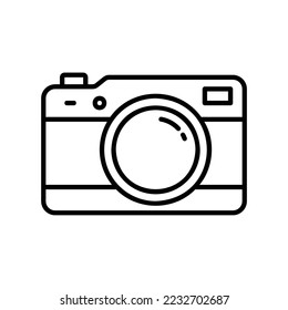 Digital camera icon for photography in black outline style