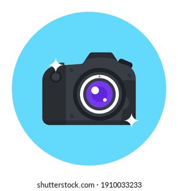 
Digital camera icon, photography equipment 