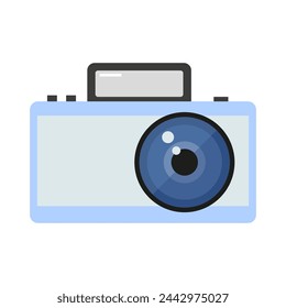 Digital camera icon. Photography equipment symbol. Photo capturing device. Modern camera design. Vector illustration. EPS 10.