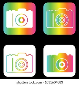 digital camera icon set outline and cut shape in colorful rainbow gradient vector design
