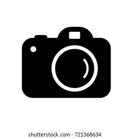 digital camera icon in simple black and white vector image
