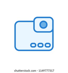 Digital camera icon vector blue - linear colorful