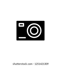 Digital camera icon vector illustration in solid/glyph style