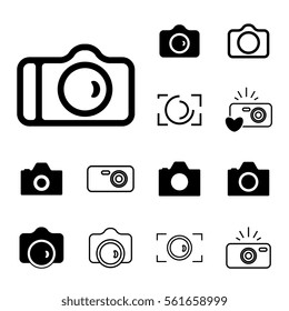 Digital Camera Icons Isolated. Snapshot Photography Sign or Logo. Instant Photo Concept