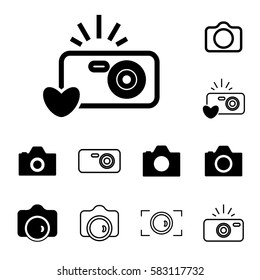 Digital Camera Icons Isolated. Snapshot Photography Sign or Logo. Instant Photo Concept