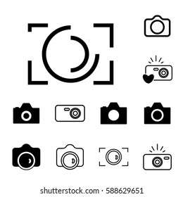 Digital Camera Icons Isolated. Snapshot Photography Sign or Logo. Instant Photo Concept