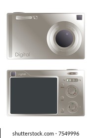 digital camera illustration fully editable and isolated on white background