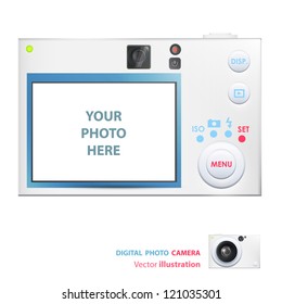 Digital camera isolated on white. Vector design.