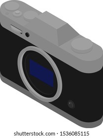 digital camera isometric, mirrorless camera, vector illustration