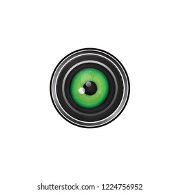 Digital camera lens with human eye in the middle