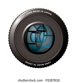 Digital camera lens with old fashioned film roll