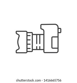Digital camera lens, photography line icon.