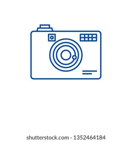 Digital camera line icon concept. Digital camera flat  vector symbol, sign, outline illustration.