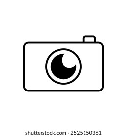Ícone de linha de câmera digital isolado no fundo branco