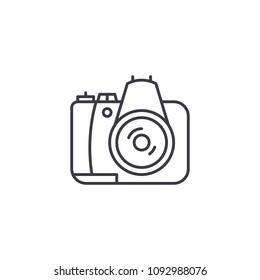Digital camera linear icon concept. Digital camera line vector sign, symbol, illustration.