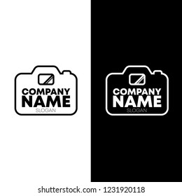 digital camera logo design with viewfinder on black/white color using for business or company or studio