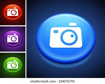Digital Camera on Blue Round Button