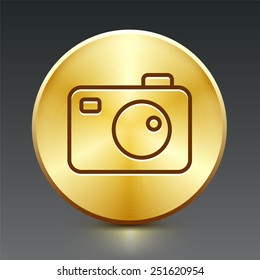 Digital Camera on Gold Round Buttons
