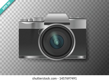 Digital camera on a transparent isolated Vector