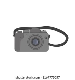 Digital camera on a white background, travel or hobby, vector illustration