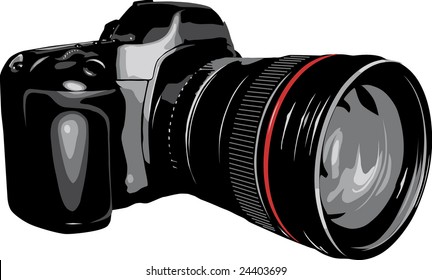 Digital camera on a white background.