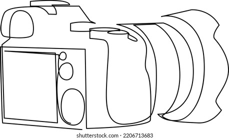 Dibujo de una línea de la cámara digital. Ilustración vectorial.