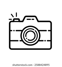Digital Camera Outline Icon Isolated On White Background