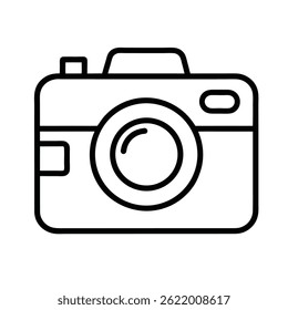 digital camera outline icon on white background