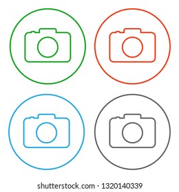 DIGITAL CAMERA. Outline. Icon set. Vector.