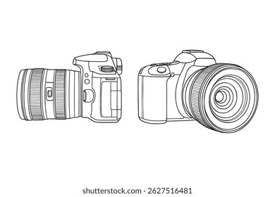 Digital Camera Outlines Vector Illustration