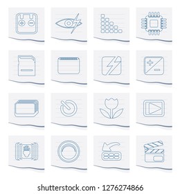Digital Camera  Performance Icons on a piece of paper - Vector Icon Set