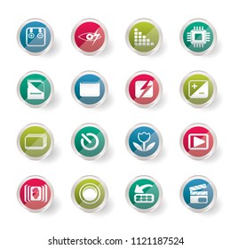 Digital Camera  Performance over colored background  - Vector Icon Set