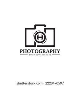 Digitalkamera-Fotografie Logo Symbol Vektorgrafik Schwarz-Weiß-Illustration.