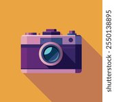 Digital Camera Purple color Eye Catching Vector Illustration.
