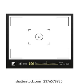 Digitalkamera mit Bildschirmen von Fotomodi Vorlage. Schwarzes professionelles Gadget mit variabler geometrischer Einstellung von Vektorfilmen.